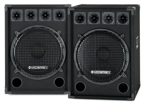 McGrey DJ-1522 Partykeller/DJ-Box Paar 2x 800W - PA-Boxen mit 2-Wege-System, 15'' Subwoofer und drei Piezo-Hochtönern, ideal für Partys und Events, robustes Gehäuse mit Tragegriffen, Lieferung im praktischen Paar.