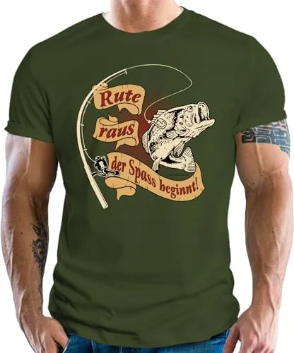 Herren T-Shirt für Angler und Fischer: Rute Raus - Der Spass beginnt 3XL