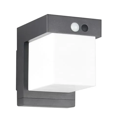 LED Außenwandleuchte mit Sensor - Akkubetrieb, Schwarz, 650 Lumen - Moderne LED-Außenwandleuchte mit Bewegungssensor und Akkubetrieb für flexible Montage. Starke Lichtleistung von 650 Lumen, ideal für Eingänge und Terrassen ohne Stromanschluss.