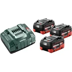 Metabo Akku Basis Set 18V mit 3x Akku LiHD 5,5Ah - Elektrowerkzeug-Akkus, leistungsstarkes Set mit 3 langlebigen Akkus und Ladegerät – ideal für Profis und Handwerker.