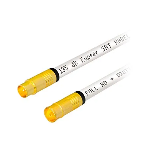 4m HB-DIGITAL HDTV reines Kupfer IEC Antennenkabel 5-Fach geschirmt max 135dB Anschlusskabel Koax mit Kompressionssteckern VERGOLDET Koaxial Kabel 1080p Full HD UHD Ultra 4K Buchse Stecker weiß