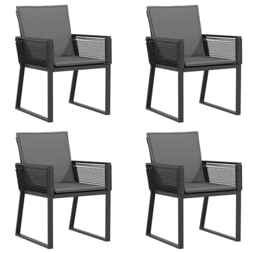 vidaXL Gartenstühle 4 STK. mit Kissen - Essstühle für Garten, Balkon und Terrasse. Bequeme Sessel mit dicken Kissen, robuster PE-Rattan-Oberfläche und pulverbeschichtetem Stahlrahmen für Langlebigkeit und Stabilität.