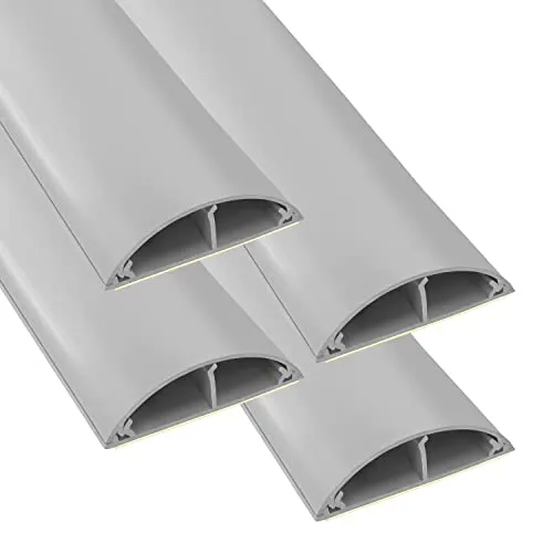 ARLI Kabelkanal Fussboden Kabelbrücke TV Wand 4X 1m halbrund selbstklebend 70 x 20 mm grau Boden Fußboden halbrund rund (4 Stück mit 1 m)