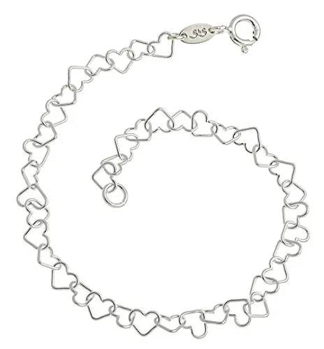 Silberketten Store Fashion Line Armband Herzen - Länge wählbar 16-25cm - echt 925 Silber