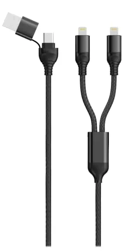 2GO Duo USB/Type C Ladekabel Lightning schwarz 120cm