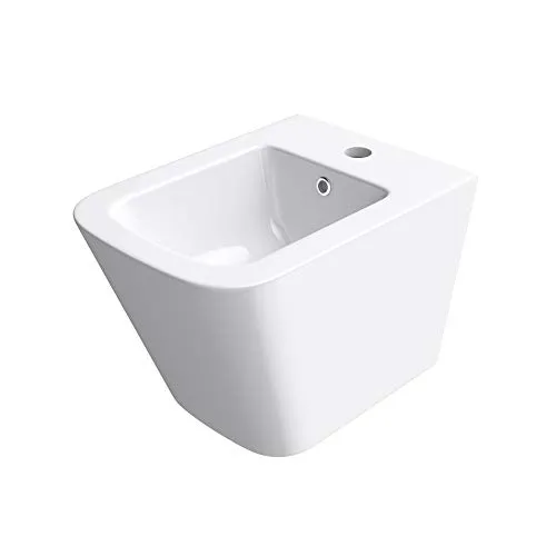 Mai & Mai Hänge-Bidet D112 Weiß 51,5x36x36cm - Wandhängendes Hänge-Bidet mit schmutzabweisender Nano-Beschichtung, ideal für moderne Bäder. Einfache Montage und passend für alle DIN Vorwandelemente.