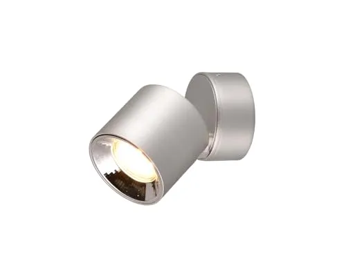 meineWunschleuchte Design Deckenstrahler Silber matt mit 1 rundem Lampenschirm