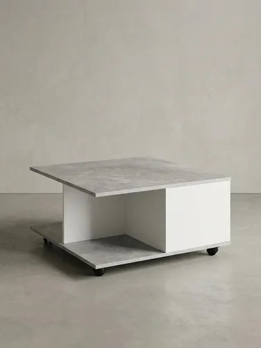 Design Couchtisch 70x70 cm Zementgrau/Weiß