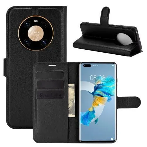 Handyhülle Kompatibel mit Huawei Nova 5T | Premium Qualität TPU Klapphülle für Nova 5T mit Kartenfächern | Magnetverschluss Handyhülle | Schwarz