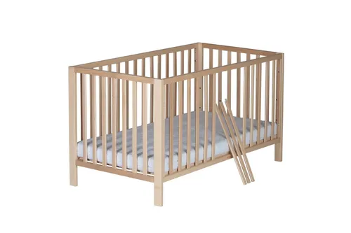 Schardt Babybett MIKA Gitterbett 70x140cm, Buche massiv, naturfarben - Hochwertiges Gitterbett MIKA aus massivem Buchenholz, 3-fach höhenverstellbarer Lattenrost und praktische Schlupfstäbe für den selbständigen Einstieg. Optimal für die Bedürfnisse Ihres Kindes.