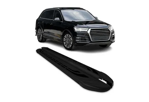 OMAC Kfz-Schmutzfänger Trittbretter für Audi Q7 2015-2025, Alu, rutschfest, 2-tlg. - Hochwertige Aluminium Trittbretter für Audi Q7, bieten sicheren Zugang und schützen die Karosserie. Rutschfestes Design und robuste Bauweise sorgen für Stabilität und Langlebigkeit, ideal für alle Wetterbedingungen.