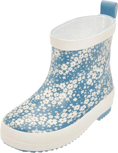 Playshoes Gummistiefel Halbschaft Blumen Unisex Kinder - Farbenfrohe Gummistiefel aus Naturkautschuk, ideal für regnerische Tage. Leicht an- und auszuziehen dank offenem Schlupf und Einstiegshilfe. Robuste Außensohle für guten Halt und Reflektoren für mehr Sicherheit.