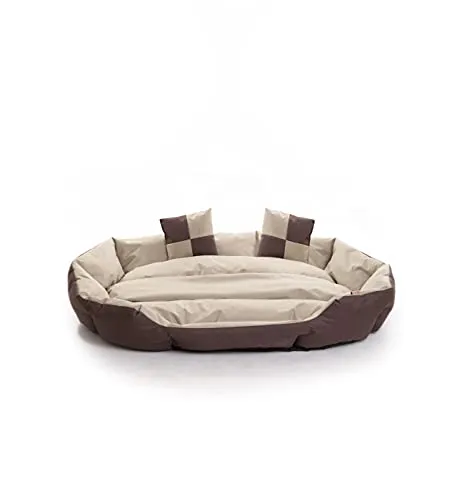 ESTEXO Hundebett Dunkelbraun/Beige 85x70x20 cm - Gemütliches Hundebett mit Anti-Rutsch-Unterseite und hohen Seitenwänden, ideal für einen sicheren Schlafplatz. Pflegeleichtes Material, perfekt für Hunde und Katzen.
