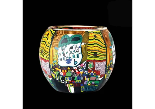 Leuchtglas Windlicht Kerzenhalter Glas Teelicht  Modern art yellow 21605