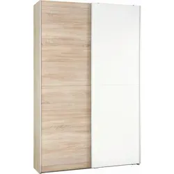 Livetastic Schwebetürenschrank, Weiß & Sonoma Eiche - Kleiderschränke mit 6 Fächern und 5 verstellbaren Einlegeböden für flexiblen Stauraum. Eleganter Schwebetürenschrank für modernes Schlafzimmerdesign.