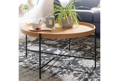 FINEBUY Couchtisch FB74042 - Moderner Rundtisch aus Holz und Metall - Stylischer Couchtisch (78x78x40 cm) aus MDF und Metall für ein modernes Wohnzimmer. Leicht und funktional, ideal für gemütliche Kaffeerunden.