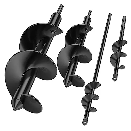 Erdbohrer für bohrmaschine 4-teilig, Pflanzbohrer für akkuschrauber, Blumenzwiebel bohrer, gartenbohrer für bohrmaschine Erdbohrer für akkuschrauber 8x25cm & 8×45cm & 4x22cm & 4×45cm