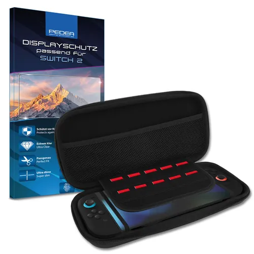 PEDEA Tasche für Nintendo Switch 2 Hardcase + Displayschutz, stoßfest & kompakt