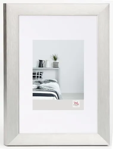 Walther Design Bilderrahmen Silber 40 x 50 cm - Wand- & Tischbilderrahmen mit 3cm breitem, halbrundem Aluminiumprofil, ideal für elegante Präsentation Ihrer Lieblingsbilder.