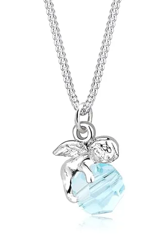 Elli Halskette Damen Sterlingsilber blau - Ketten mit schlichter Eleganz und Engel-Anhänger, der als Schutzsymbol dient – perfekt für den täglichen Gebrauch und ein Must-Have für jedes Schmuckkästchen.