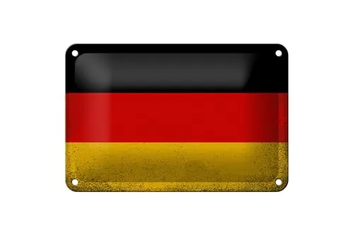 FEMER Blechschild Flagge Deutschland 18x12cm Flag Germany Vintage Dekoration