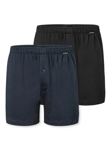 Schiesser Herren 2 Pack Boxershorts - Weiche Jerseyboxer im Multipack - Herren-Boxershorts im Doppelpack aus 100% hautsympathischer Baumwolle, mit funktionaler Knopfleiste und elastischem Mehrnadelbund für optimalen Tragekomfort.