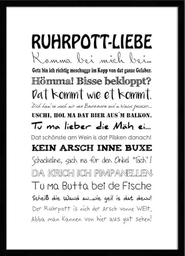 artissimo, Spruch-Bild gerahmt, 51x71cm, PE6037-ER, Ruhrpott-Liebe, Bild, Spruch-Poster mit Rahmen Ruhrgebiet
