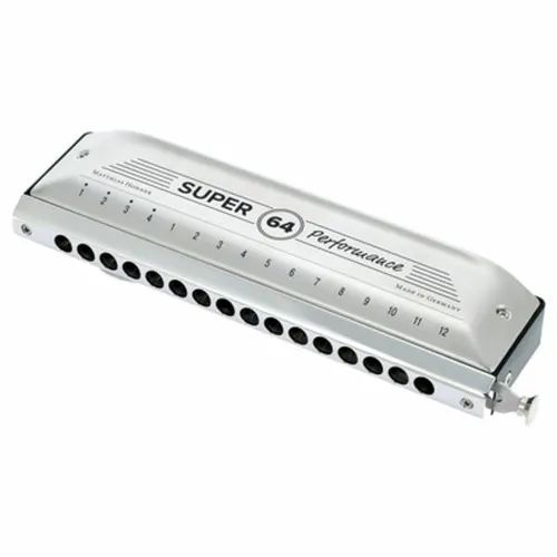 HOHNER Super 64 Performance Mundharmonika, chromatisch - Professionelle Mundharmonika mit 64 Stimmzungen und 4 Oktaven Tonumfang, ideal für anspruchsvolle Musiker. Robuster ABS-Körper und versenkte Stimmplatten sorgen für exzellenten Klang und einfache Handhabung.