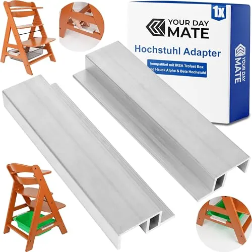 Hochstuhl Adapter, 1 Paar, kompatibel mit Hauck Alpha, Beta, IKEA Trofast, Streben Box Halter aus Aluminium, Halterung für obere wie untere Strebe, für flache und hohe Kunststoff Kisten und Drahtkörbe
