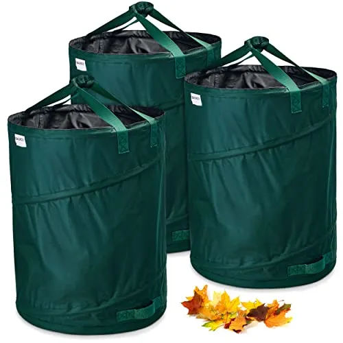 Balinco – Gartenabfallsack Pop-Up 3x170 L – Gartensack Laubsack grün selbstaufstellend & stabil – Grünschnittsack faltbar aus robustem Polyester 220 g/m² – Für Gartenabfälle, Unkraut & Rasenschnitt