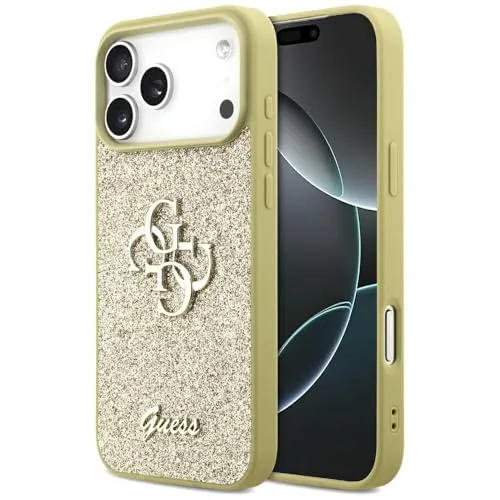 Guess Fixed Glitter Big 4G iPhone 17 Pro Max Handyhülle - Gold - Handyhülle aus der Guess Fixed Glitter Big 4G Kollektion, mit glitzerndem Design und robustem Schutz für Ihr iPhone 17 Pro Max. Hochwertige Materialien für Eleganz und Funktionalität.