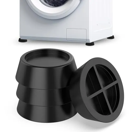 ECENCE Schwingungsdämpfer Waschmaschine 4er Set Vibrationsdämpfer Gummi-Füße Schwarz für Trockner, Geschirrspüler, Anti-Rutsch-Füße, Antivibrationspads