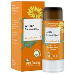 Arnica D6 Globuli Pflüger Dosierspender 10 G - Arzneimittel zur Linderung von Schmerzen und Verletzungen, praktische Dosierung für einfache Anwendung.