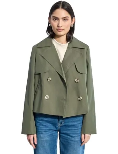 Street One Studio Damen Kurzer Trenchcoat - Damen-Westen im Cropped-Look mit Reverskragen, Langarm und seitlichen Taschen aus robuster Twill-Qualität für einen stylishen Auftritt.