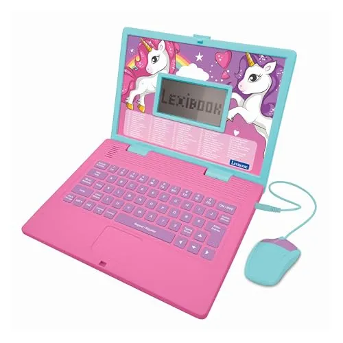LEXIBOOK JC598UNIi1 Einhorn Lern- und Zweisprachiger Laptop