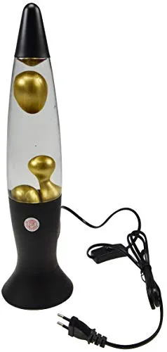 ChiliTec Lavalampe Magmaleuchte GOLDEN METALL Schwarz mit 150cm Kabel Schnur Schalter 40cm 230V inkl. E14 Leuchtmittel Gold Metallic Schwarz