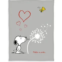 Herding XXL Peanuts Flanell-Fleecedecke Snoopy in grau von Herding