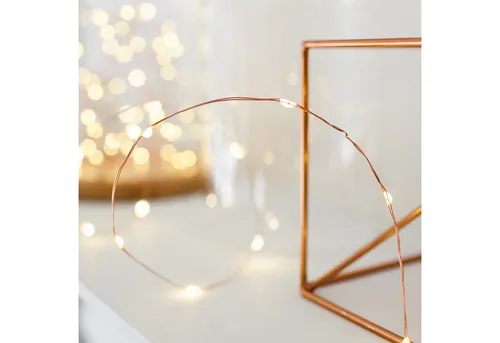 Lights4fun LED-Lichterkette 50er LED Micro Lichterkette Kupferdraht warmweiß