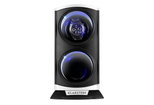 Klarstein St.Gallen Premium Uhrenbeweger für 2 Uhren, LED-Beleuchtung, 3 Drehmodi - Uhrenbeweger mit flüsterleisem Motor und 4 Rotationsprogrammen, ideal für die Pflege deiner Automatikuhr und perfekt für Schlafzimmer oder Büro.