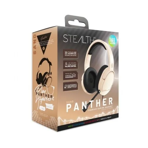 Gaming Headset Panther - Sand für PS4, PS5, Xbox und Switch - Ohrumschließendes Gaming Headset mit integriertem Mikrofon, ideal für stundenlangen Spielspaß und perfektes Sounderlebnis.