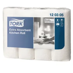 Essity Professional Hygiene Germany GmbH Tork Premium Küchenrolle 26 x 12,14 cm, Hochweißes und saugstarkes 3-lagiges Küchenkrepp mit je 51 Blatt, 1 Packung = 4 Rollen à 51 Blatt 120305