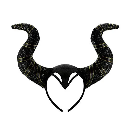 Oblique Unique® Teufel Hörner Haarreifen Teufelshörner Dunkle Fee Horror Grusel Haarreif Kostüm Accessoire für Halloween Karneval Fasching Motto Party Schwarz
