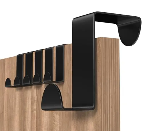 Shexkent Türhaken Set, 6 Stück Edelstahl Kleiderhaken - Vielseitige Türhaken für 2 und 4 cm dicke Türen, kratzfest und einfach ohne Bohren zu installieren – ideal für Ordnung im Flur oder Schlafzimmer.