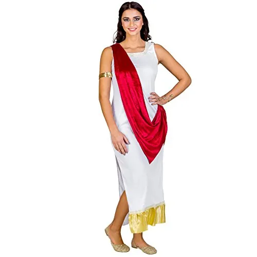 dressforfun tectake Frauenkostüm olympische Göttin Aphrodite | langes Kleid mit aufgenähter Schärpe | Bordüre am Hals und am Saum | Armband mit Pailletten (XL | Nr. 300321)