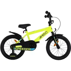 AMIGO Speeder 16 Zoll Kinderfahrrad Jungen - Robustes 16-Zoll Kinderfahrrad für Jungen mit Rücktrittbremse und V-Brake. Ideal für erste Fahrten, inkl. abnehmbaren Seitenrädern für mehr Sicherheit!