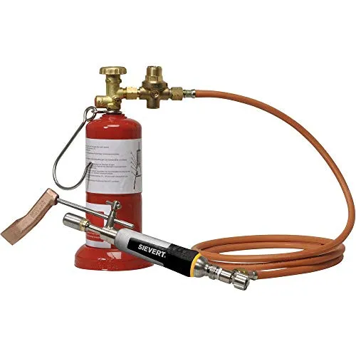 Sievert PRO 95 TITANIUM Weichlötgarnitur - Lötgeräte mit modernster Brennertechnik, ideal für Kolbenlötungen. Hochwertiger Weichlöteinsatz sorgt für Flammenstabilität, auch bei Wind. Flammenintensität ist regulierbar und der Schlauchanschluss drehbar.