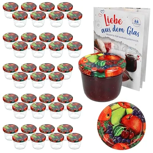 MamboCat Einmachglas 40er Set 230 ml mit Obst Dekor Deckel von MamboCat