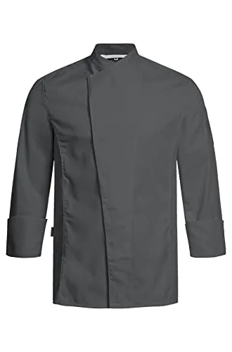 GREIFF Größe M Gastro Moda Herren Cuisine Premium Kochjacke Regular Fit Anthrazit mit Satinstreifen Modell 5544
