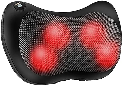 Newgen Medicals Nacken Massage: Shiatsu-Massagekissen, Wärmefunktion, 4 Massageköpfe, Befestigungsband (Massage Kissen, Nacken und Schulter Massagegerät, Fuss Massager)