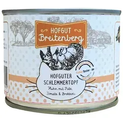 Hofgut Breitenberg Cat Hofguter Schlemmertopf 12x180g - Deutsche Hausmannskost für Katzen, sojafrei und mit wertvollem Lachsöl für gesundes Fell und optimale Versorgung